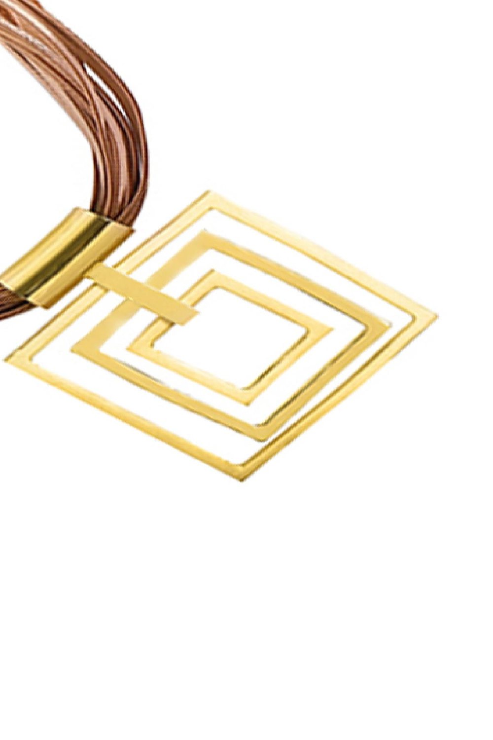 Necklace Artistic Big Squares Brown Alloy h5Picture2